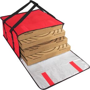 Trail maker Pizza Carrier Insulated Bags Extra Large for Deliveries – Holds up to 4 Fresh Pizzas, Insulated Pizza Carrier Delivery Bag 20x20x12 Food Bag for Personal and Professional Use (Red)