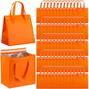 50 Pcs Insulated Take Away Bags Bulk Thermal Insulation Food Bag for Coffee Milk Tea Hot Cold Food Fresh Seafood Cooler Bag Pizza Delivery Bags for Catering Restaurant Grocery (Navy Blue)