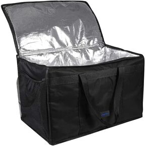 cherrboll Insulated Food Delivery Bag -23"x14"x15", Premium Large Commercial Catering Bag for Food Transport, Thermal Food Carrier with Side Pockets, Extra Strength Zipper & Thick Insulation, Red