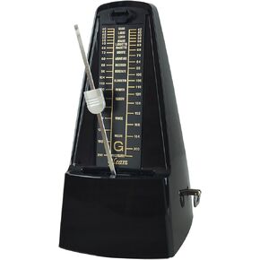 GLEAM Metronome - Mechanical Spring Power with Free Bag for Piano Guitar Violin Drums and Other Instruments Loud Sound Black