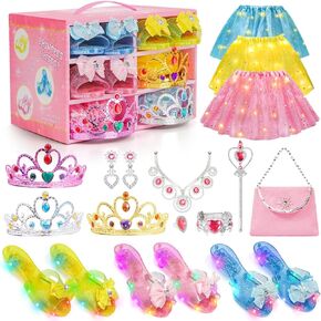 Meland Princess Dress Up for Girls - Dress Up Clothes for Girls with Princess Shoes, Princess Toys for Girls 3,4,5,6 Year Old