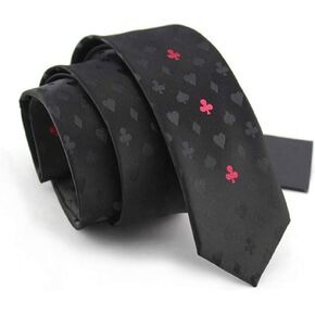 Mens 2.16'' Slim Ties for Men Fashion Playing Cards Poker Pattern Spade Diamond Printed Handmade Neckties