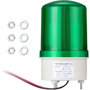 GKEEMARS Industrial Signal Alarm Tower Lamp LTE-1101J AC 110V, LED Rotating Strobe Warning Light with Buzzer for Emergency (Red)