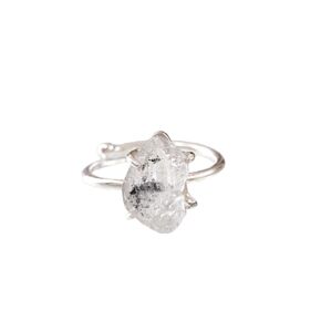Natural Herkimer Diamond Ring, Rough Herkimer Diamond Ring, Birthstone, Cross Band, 925 Sterling Silver, Womens Ring, Christmas, Thanksgiving, Handmade, Statement Jewelry, Rough Gemstone Jewelry