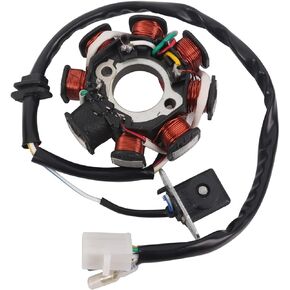 Magneto Ignition Stator 5 wires AC 8 Poles Fits for GY6 49cc 50cc 80cc 100cc 125cc 150cc 139QMB 147QMD 152QMI 157QMJ Scooter Moped ATV Sunl Roketa Dune Buggy Go Kart