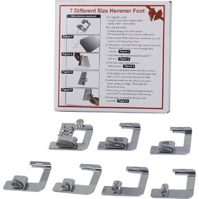 HONEYSEW Rolled Hemmer Presser Foot for Brother Singer Janome Sewing Machine 7pcs in 1 Set