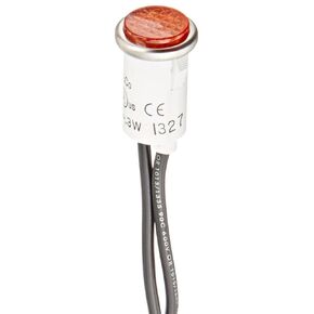 NSI Round Indicator Light with Non Replacable Lamps, Press Fit, 0.5" Panel Cutout, 0.5" Mounting Hole Diameter, Amber 0.09 Cyl Diamond Lens, Stainless Bezel, Pounds