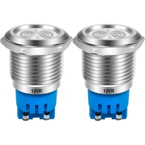 2pcs AC/DC 12V 19mm Stainless Steel Red LED Flash Alarm 90dB Indicator Light with Lamp Buzzer, for Electrical Control Panel, DIY Project