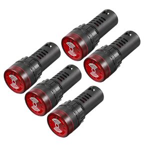 uxcell 5Pcs Red Indicator Light with Buzzer AC/DC 110V, 22mm Panel Mount Flashing Alarm, for Electrical Control Panel, HVAC, DIY Projects