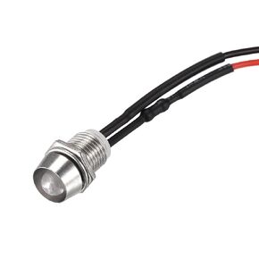 uxcell LED Indicator Light AC/DC 110V 8mm Panel Mount Red LED Signal Lamp Metal Shell 2Pcs