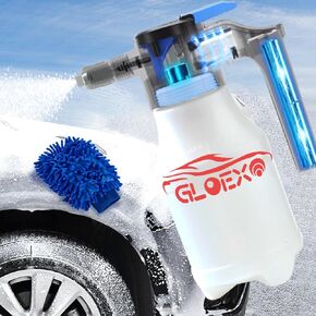 Electric Foam Sprayer+Microfiber Wash Mitt,Automatic Pressurized Car Wash Soap Pump,Battery Powered Cannon Gun Bottle Can for Cleaning Detailing Kit/Accessories,Suitable for Garden Plant