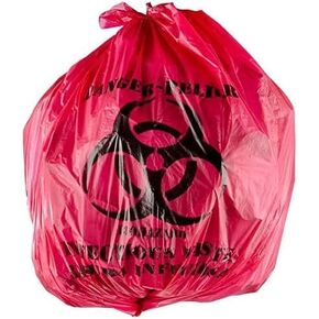 Red Isolation Infectious Waste Bag/Biohazard Bag High Density (40-45 Gallon) 25 Count