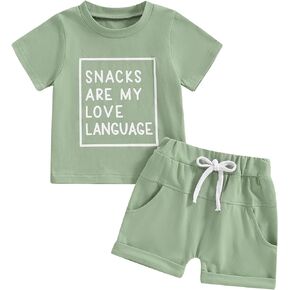 Toddler Baby Boy Clothes Mamas Little Boy Summer Outfit Short Sleeve Letter T Shirt Tops Newborn Rolled Shorts Set