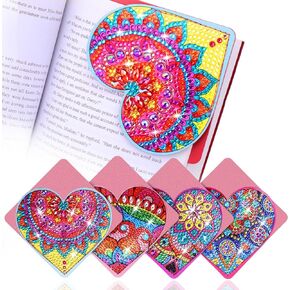 BSRESIN Christmas Diamond Art Bookmarks, 4 PCS Cute Diamond Art Bookmarks for Book Lovers, Christmas Gift DIY Diamond Art Accessories, Diamond Art Kits for Adults