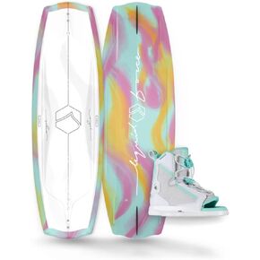 Liquid Force 2024 Angel 130cm Wakeboard with Plush Size 4-7 Wakeboard Bindings Package