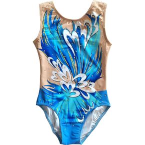 Rhythmic Gymnastics Leotards Pure Manual Yellow Printing Diamond Girls Competition Performance