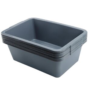 4 Packs 13 L Plastic Bus Tub, Gray Commercial Bus Box Tote Box, Rectangle Utility Dish Tub for Kitchen, Restaurant, Cafeteria