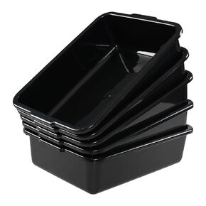 Commercial Plastic Bus Box/Tote Box, Black Bus Tub/Wash Basin Tub, Set of 3