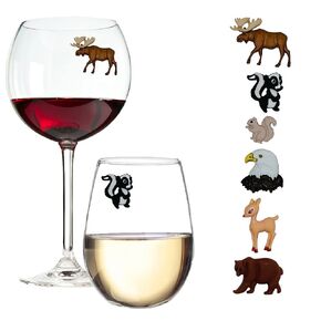 Northwoods Wine Glass Charms - Wild Animal Magnetic Drink Markers for Lake House, Cabin, Camping and more by Simply Charmed