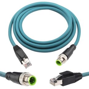 كابل M12 8 دبوس إلى RJ45 كابل Cat5e إيثرنت صناعي محمي M12 A مشفر إلى سلك RJ45 لتطبيق Cognex والأتمتة SFTP 26AWG 2M