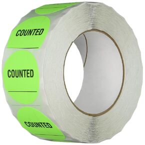 TapeCase, INVLBL-023, Counted Inventory Label, Circular Adhesive Label, Green, 2 in, 1000 Packs, 1 Count