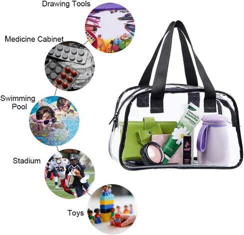 حقيبة Eland Clear Tote Bag معتمدة من الاستاد، محفظة صغيرة شفافة لصالة الألعاب الرياضية أو العمل أو السفر أو الحفلات الموسيقية in Kuwait