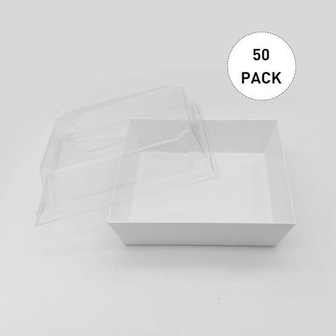50 عبوة من علب الكيك الصغيرة مقاس 10.16 سم، وصناديق المعجنات الصغيرة، وصناديق الحلوى، وصناديق المكافآت الشفافة، وحاويات شرائح الكعك للاستعمال مرة واحدة للفحم والفراولة والسلع المخبوزة (أسود) in Kuwait
