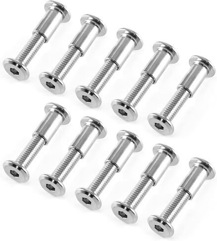 10 أزواج (20 قطعة) M6x25mm مسمار غطاء مقبس سداسي مع مفتاح ألين، مسامير توصيل الأثاث الفضية M6 برغي غاطس وصواميل ربط لخزانة حزام استبدال سرير الأطفال in Kuwait