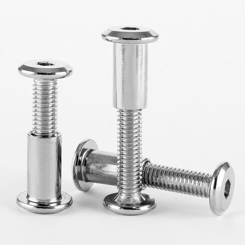 10 أزواج (20 قطعة) M6x25mm مسمار غطاء مقبس سداسي مع مفتاح ألين، مسامير توصيل الأثاث الفضية M6 برغي غاطس وصواميل ربط لخزانة حزام استبدال سرير الأطفال in Kuwait