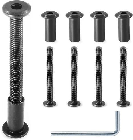 10 أزواج (20 قطعة) M6x25mm مسمار غطاء مقبس سداسي مع مفتاح ألين، مسامير توصيل الأثاث الفضية M6 برغي غاطس وصواميل ربط لخزانة حزام استبدال سرير الأطفال in Kuwait