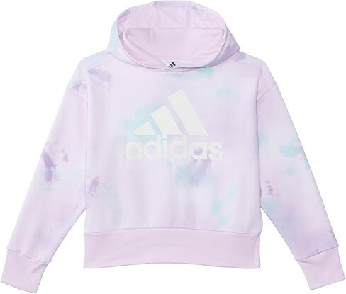 بلوفر بغطاء رأس مطبوع بالكامل للفتيات من adidas فضفاض مناسب (للأطفال الكبار) أرجواني فاتح MD (10-12 طفل كبير) in Saudi Arabia