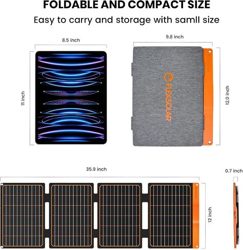 FlexSolar 40W USB Foldable Solar Panel Chargers 18W USB-A USB-C Portable Power Emergency ETFE Monocrystalline Small Panels IP67 Waterproof Camping Hiking Backpacking for Phones Power Banks Tablets in Saudi Arabia