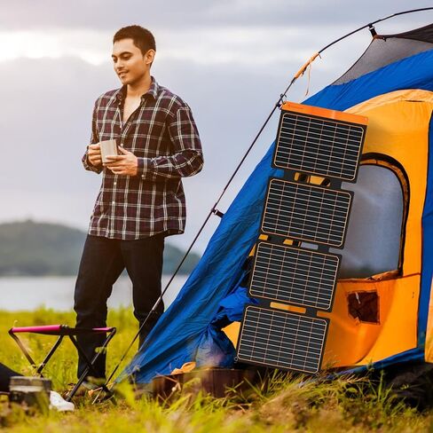 FlexSolar 40W USB Foldable Solar Panel Chargers 18W USB-A USB-C Portable Power Emergency ETFE Monocrystalline Small Panels IP67 Waterproof Camping Hiking Backpacking for Phones Power Banks Tablets in Saudi Arabia