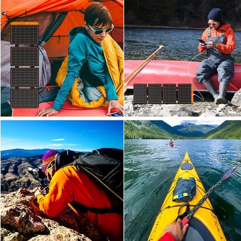FlexSolar 40W USB Foldable Solar Panel Chargers 18W USB-A USB-C Portable Power Emergency ETFE Monocrystalline Small Panels IP67 Waterproof Camping Hiking Backpacking for Phones Power Banks Tablets in Saudi Arabia