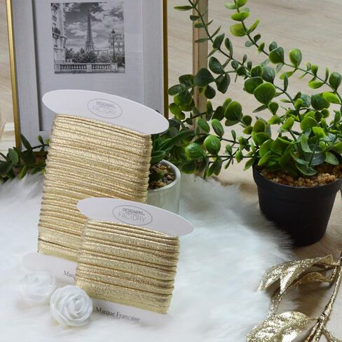 زخرفة أنابيب معدنية ذهبية أو فضية - جودة جميلة - سلك لحام حواف الأنابيب - سلك أنابيب لوركس للوسائد أو الوسائد أو الملابس (بمقدار 5.46 ياردة، فضي) in Kuwait