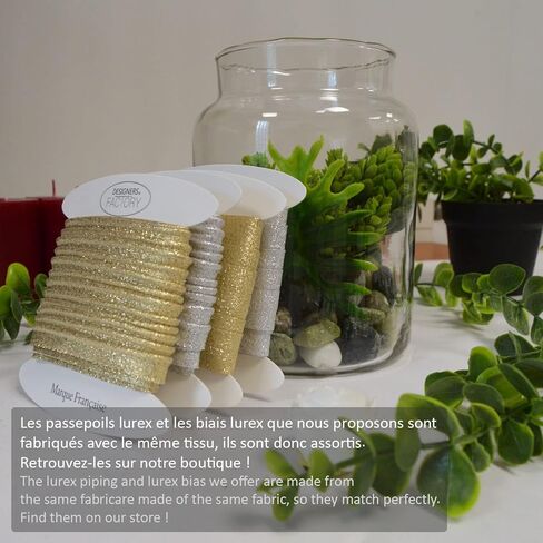 زخرفة أنابيب معدنية ذهبية أو فضية - جودة جميلة - سلك لحام حواف الأنابيب - سلك أنابيب لوركس للوسائد أو الوسائد أو الملابس (بمقدار 5.46 ياردة، فضي) in Kuwait