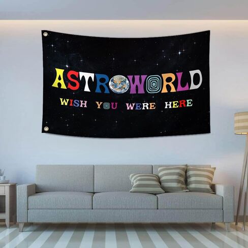 Astroworld العلم 3x5 قدم مضحك ميمي نسيج كلية غرفة النوم فراط الرجال كهف جدار العلم الأطراف هدية in Kuwait