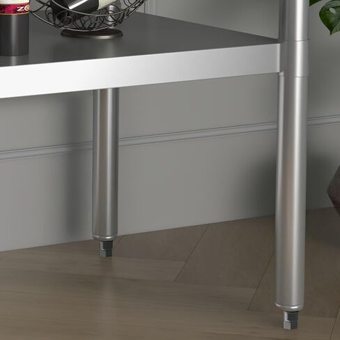 طاولة من الفولاذ المقاوم للصدأ مقاس 48 × 24 بوصة للإعداد والعمل، جزيرة مطبخ تجارية شديدة التحمل من الفولاذ المقاوم للصدأ مع رف سفلي وبلاش باكسبلاش للمطعم والمنزل in Kuwait