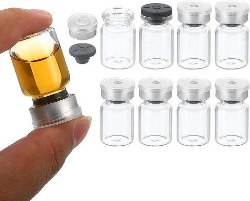 PATIKIL 5ml Sample Vials, 8 Pack Lab Empty Vials with Butyl Rubber Stopper and Crimp Top Caps Borosilicate Glass Vial, Transparent in Kuwait