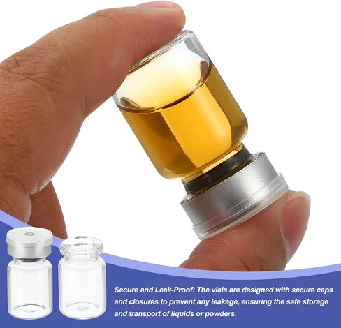 PATIKIL 5ml Sample Vials, 8 Pack Lab Empty Vials with Butyl Rubber Stopper and Crimp Top Caps Borosilicate Glass Vial, Transparent in Kuwait