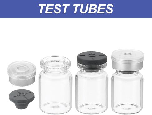 PATIKIL 5ml Sample Vials, 8 Pack Lab Empty Vials with Butyl Rubber Stopper and Crimp Top Caps Borosilicate Glass Vial, Transparent in Kuwait