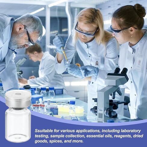 PATIKIL 5ml Sample Vials, 8 Pack Lab Empty Vials with Butyl Rubber Stopper and Crimp Top Caps Borosilicate Glass Vial, Transparent in Kuwait