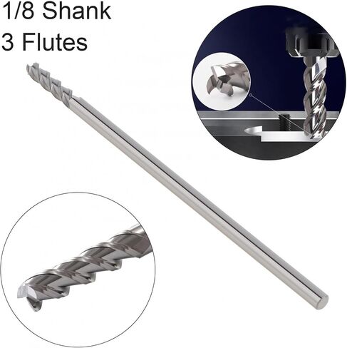 5 قطعة 1/8 "نهاية مطحنة بت عرقوب كربيد 3 المزامير نهاية مطحنة لقطع الألومنيوم ، CNC دوامة راوتر بت الملحقات 3 بوصة طويلة in Kuwait