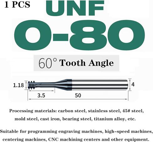 1pcs Thread Mill Router Bit,UNC8-32 x D4 Tungsten Steel Milling Cutter,3T 3 Flute Engraving Threading Tools for CNC Milling Machine,Nano Coating HRC60 for Metal, Stainless Steel,Cast Iron (UNC8-32*D4) in Kuwait
