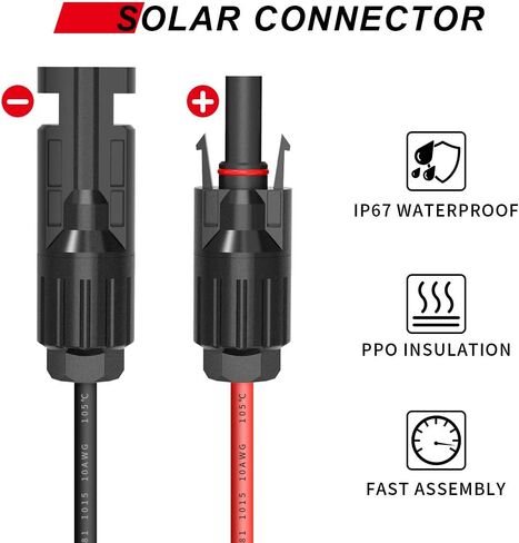 ELECTOP Solar Panel Connector Cable, 10AWG SAE Connector to Male & Female Solar Connectors PV Extension Cable Wire for RV Solar Panel DC Power Battery Charger with SAE Polarity Reverse Adapter in Saudi Arabia
