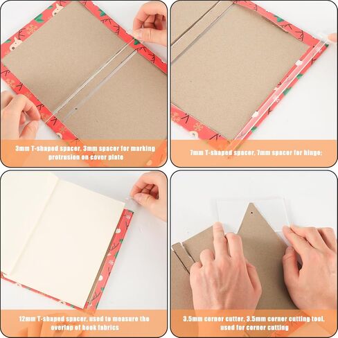 4pcs Book Cover Guide Tools, Transparent Book Binding Kits Acrylic Clear Bookbinding Guide Template Cutter Convenient Scrapbooking Cover Tool for Album, Journal, Planner, Handbook in Saudi Arabia