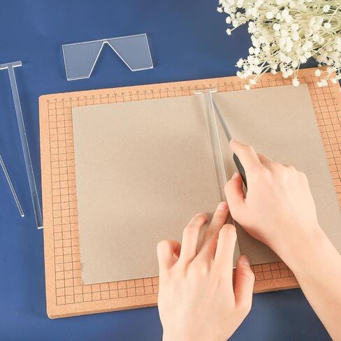 4pcs Book Cover Guide Tools, Transparent Book Binding Kits Acrylic Clear Bookbinding Guide Template Cutter Convenient Scrapbooking Cover Tool for Album, Journal, Planner, Handbook in Saudi Arabia