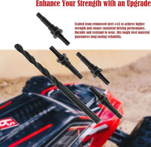 محطة RC RC مأزق الصدمات الفولاذية لأجزاء ترقية Arrma 1/8 Kraton Typhon Talion Notorious Outcast 1/7 Felony Infraction Limitless Mojave 6S BLX 4 قطع باللون الأسود in Kuwait