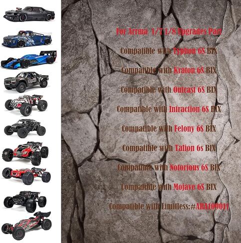 محطة RC RC مأزق الصدمات الفولاذية لأجزاء ترقية Arrma 1/8 Kraton Typhon Talion Notorious Outcast 1/7 Felony Infraction Limitless Mojave 6S BLX 4 قطع باللون الأسود in Kuwait