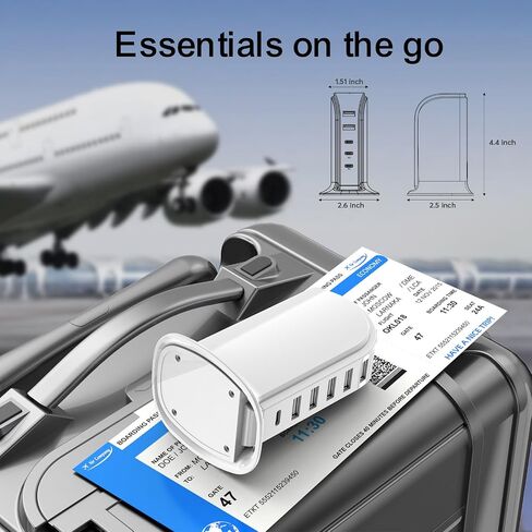 محطة شحن لأجهزة متعددة، موزع USB مع 5 منافذ USB+1 من النوع C إجمالي 60 وات، كتل شحن شحن سريع لأدوات Apple/Samsung/Android، ملحقات مكتب المنزل اللطيفة in Saudi Arabia